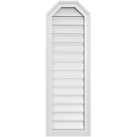 Ekena Millwork Octagonal Top Surface Mount PVC Gable Vent w/ 2"W x 1-1/2"P Brickmould Frame, 14"W x 42"H GVPOT14X4202SF